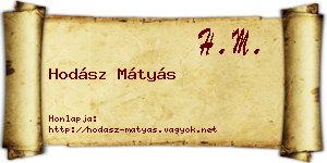 Hodász Mátyás névjegykártya
